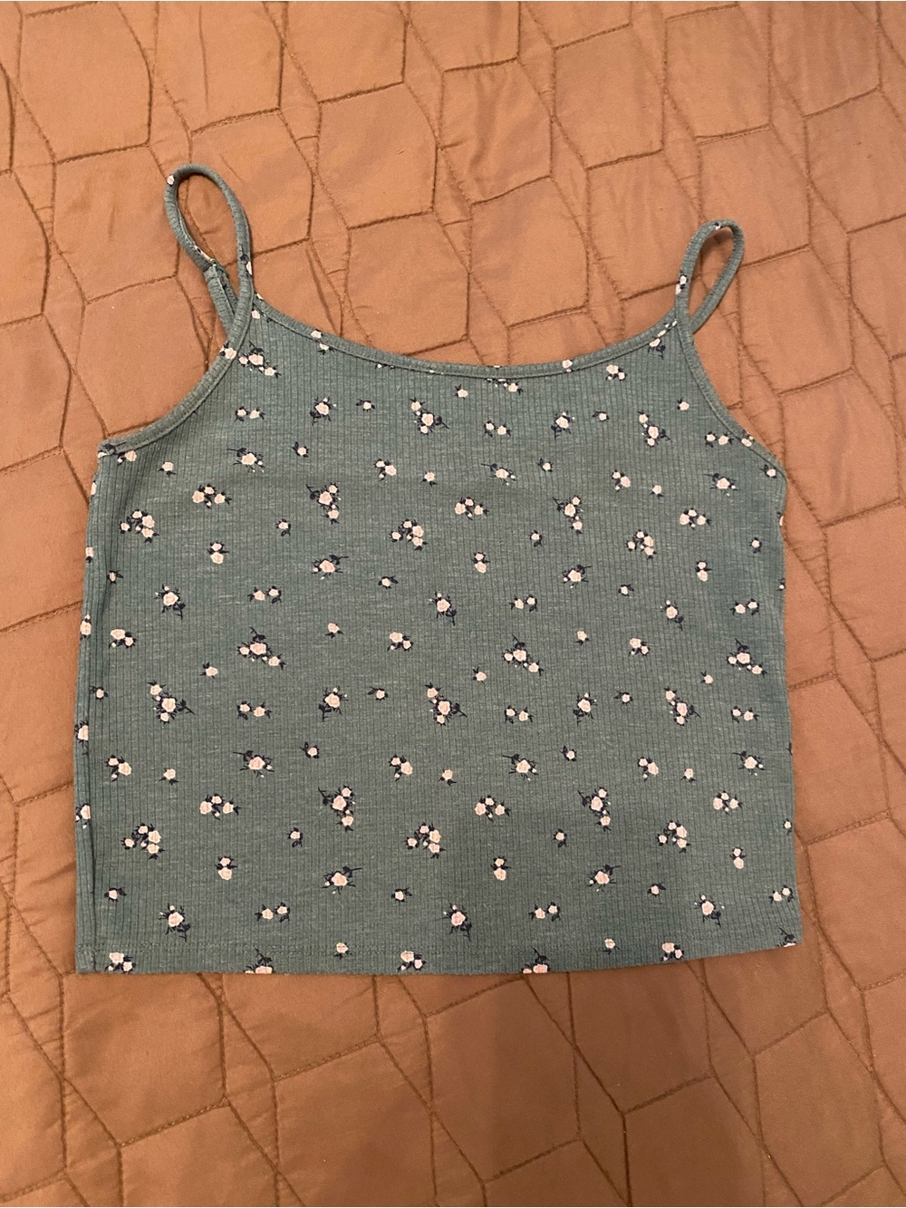 American  Eagle size S Green Floral Cami Tank Top